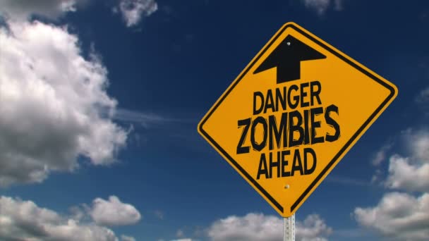 znak ostrzegawczy zombie - Materiał filmowy, wideo