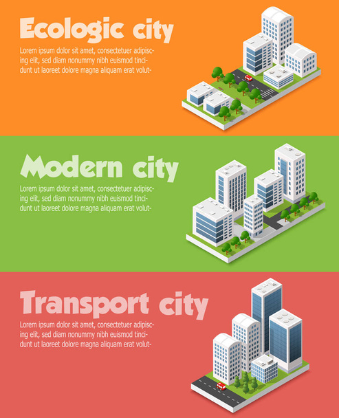 近代的な 3 d 都市等尺性 - ベクター画像
