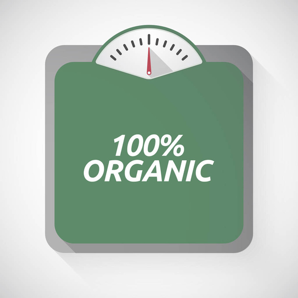 Isolated weight scale with    the text 100% ORGANIC - Vector, Image