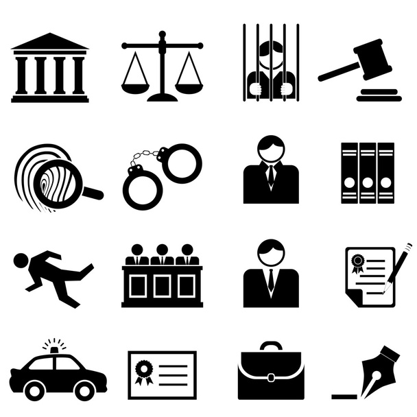 法律、法律および正義のアイコン - ベクター画像