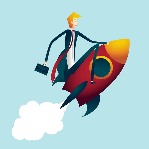 Катание на ракете. бизнес концепция
 - Вектор,изображение