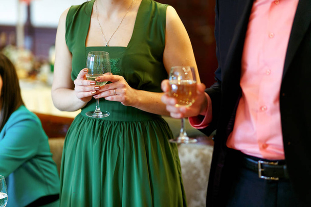 man and woman toasting and congratulating, - Photo, Image