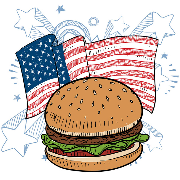 Croquis hamburger américain
 - Vecteur, image