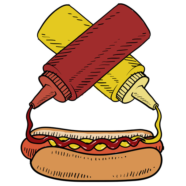 hotdog vector schets - Vector, afbeelding
