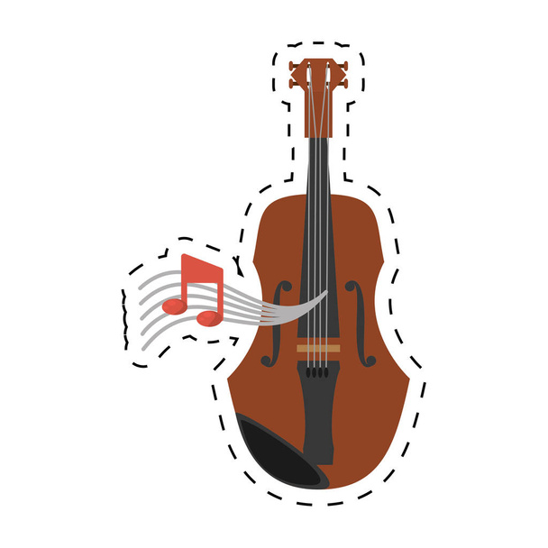 Dřevěná housle nástroj Poznámka hudební tečkovaná čára - Vektor, obrázek