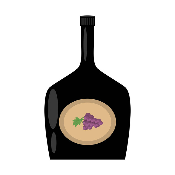 wine bottle grape celebration badge - Vector, Image