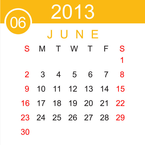 Kesäkuu 2013 Kalenteri vektori
 - Vektori, kuva