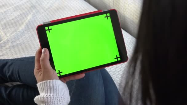 Monitor Green Screen Background Of Ipad Digital Tablet For Internet - Footage, Video
