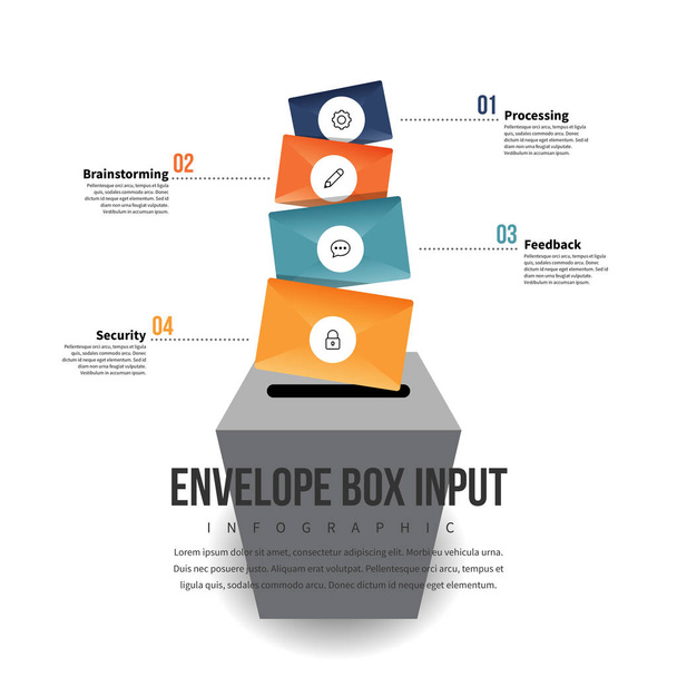 Kirjekuori laatikko tulo Infographic
 - Vektori, kuva