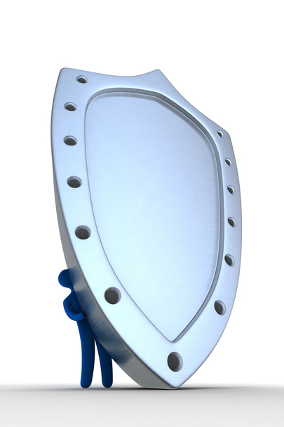 Blue steel shield with man - Photo, Image