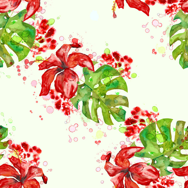 Vektorillustration des grünen Palmenblattes nahtloses Muster. - Vektor, Bild
