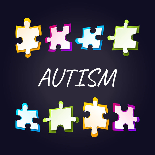 Autism awareness puzzle poster - Vector, Imagen