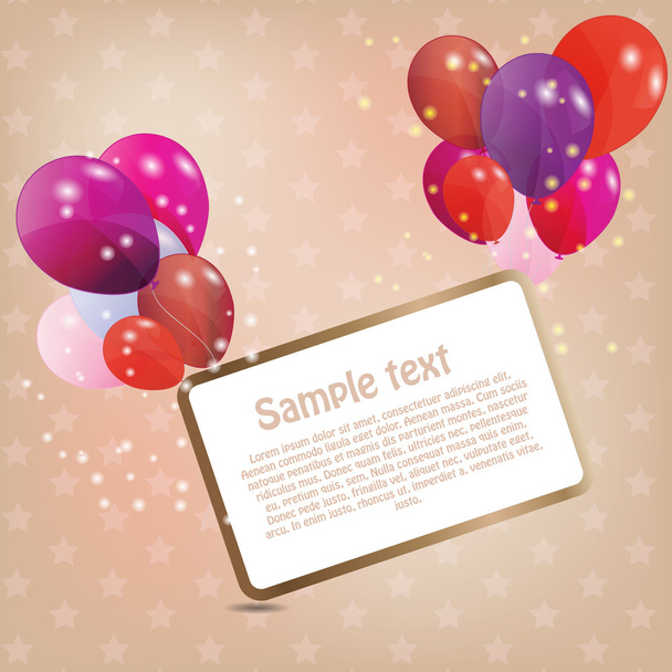 Birthday card with colored ballons, vector illustration - ベクター画像
