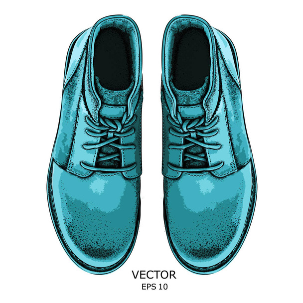 Hand drawn light brown shoe. Shoe in retro style,  Walk Concept. Vector illustration - Вектор, зображення
