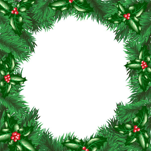 Árbol de Navidad con acebo bayas
 - Vector, imagen