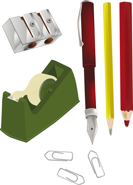 Pencil sharpener and pen - Vector, Imagen