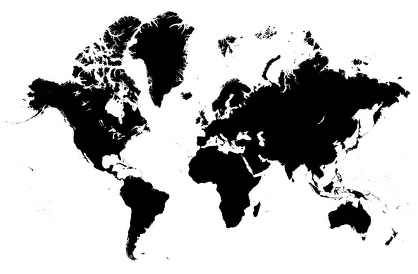 Detaillierte Karte der Weltvektorsilhouette - Vektor, Bild
