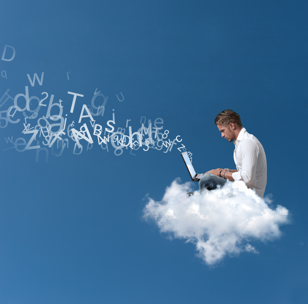 Homme d'affaires travaille sur un nuage
 - Photo, image