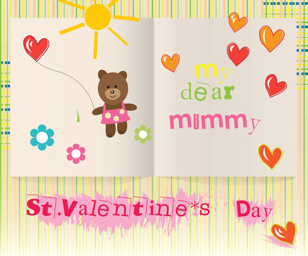 Children*s Valentine*s Day Card for Mom - Vettoriali, immagini