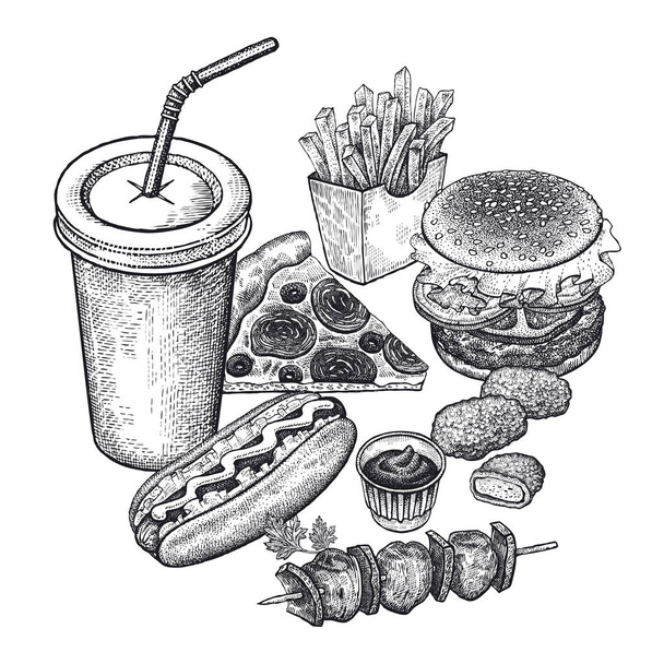 Vector set of fast food. - Vector, Image