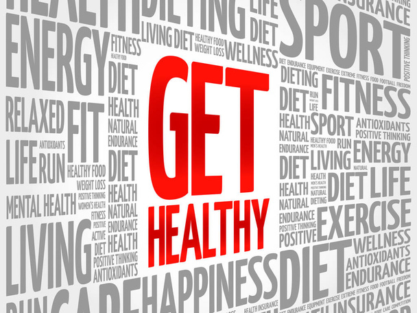 Get Healthy word cloud background - Vettoriali, immagini