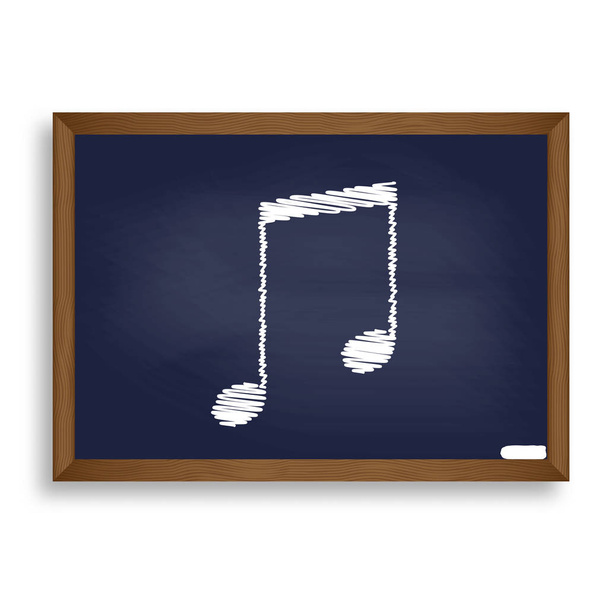 Music sign illustration. White chalk icon on blue school board w - Διάνυσμα, εικόνα