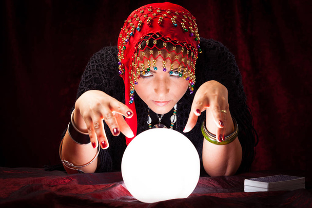 Crazy Fortune Teller With Crystal Ball - Fotografie, Obrázek