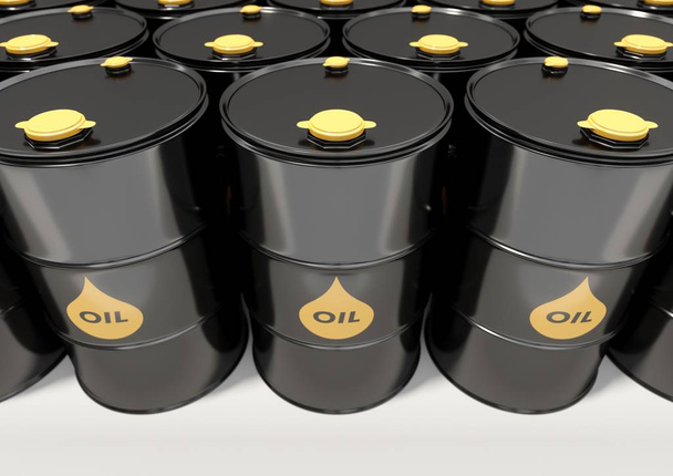 Black metal oil barrels on white background - Photo, Image