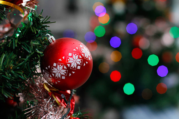 Red ball on the Christmas tree - 写真・画像