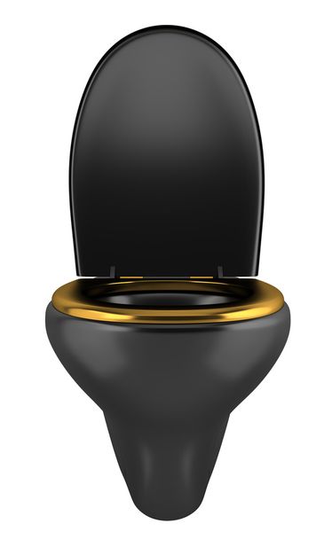 Black toilet bowl isolated on white background - Фото, изображение