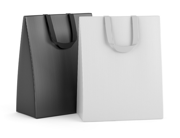 Két üres a bevásárló szatyrok elszigetelt fehér background - Fotó, kép