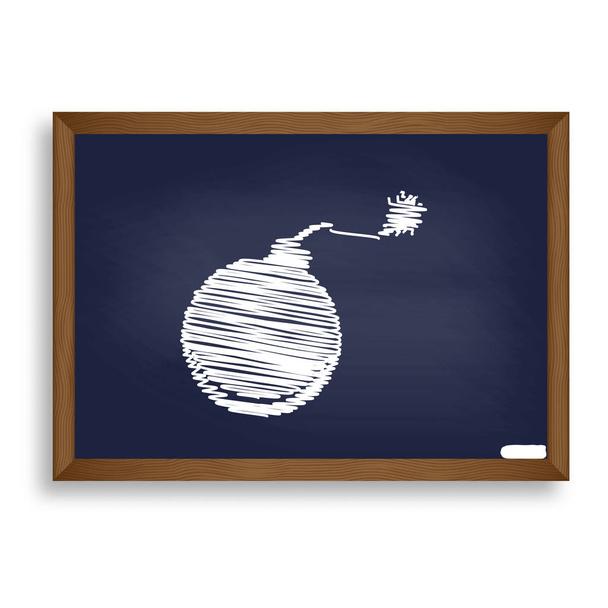 Ilustración de signo de bomba. Icono de tiza blanca en el tablero de la escuela azul wi
 - Vector, imagen