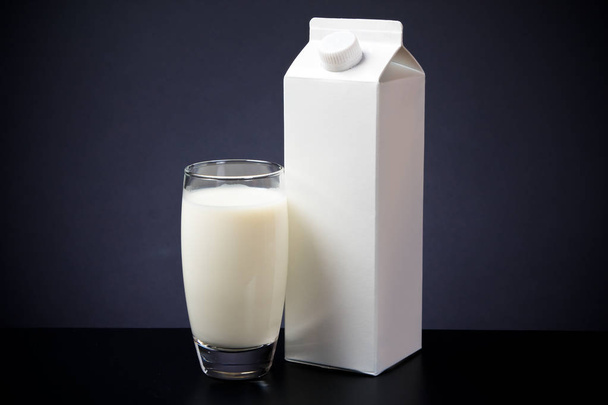 Glass Of Milk And Drinks Carton - Foto, Imagen