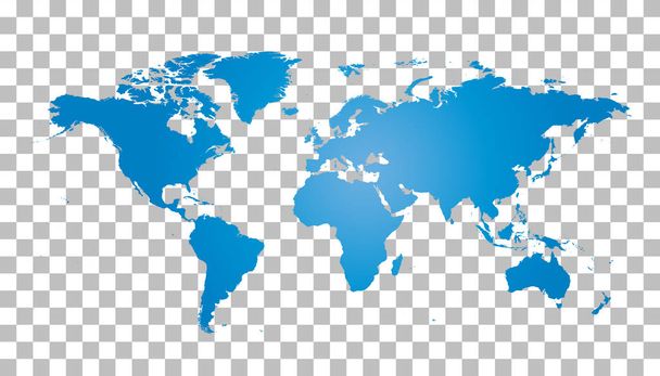 Lege zwarte wereldkaart op geïsoleerde achtergrond. Wereld kaart vector sjabloon voor website, infographics, design. Platte aarde wereld kaart illustratie - Vector, afbeelding