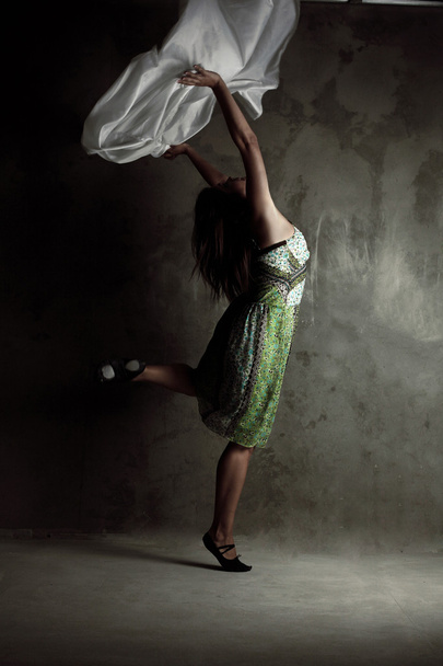 Young modern dancing girl in colorful dress - Zdjęcie, obraz