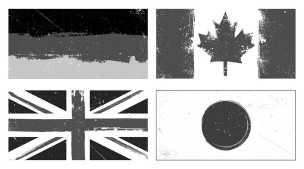 Verzameling van grunge stijl vlaggen Duitsland, Canada, Groot-Brittannië, Japan - Vector, afbeelding