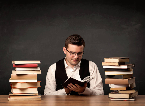 Teacher with books - Фото, изображение