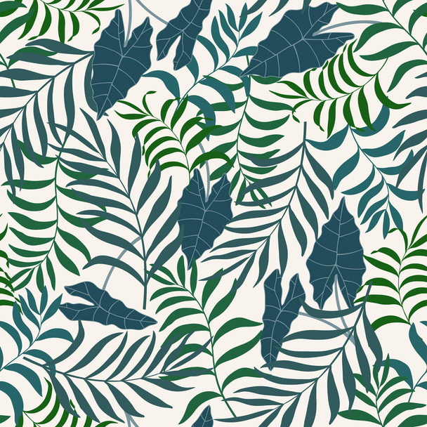 Тропічний фон з пальмовим листям. Безшовний квітковий візерунок
 - Вектор, зображення