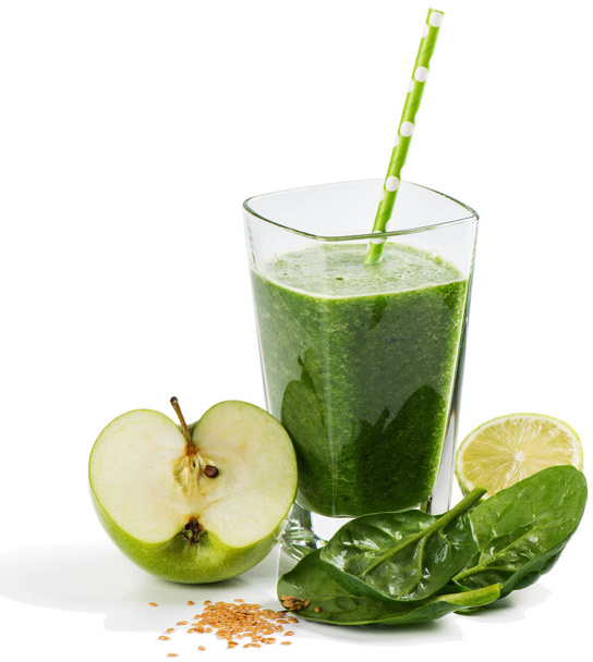 Glass of green smoothie. - Фото, изображение