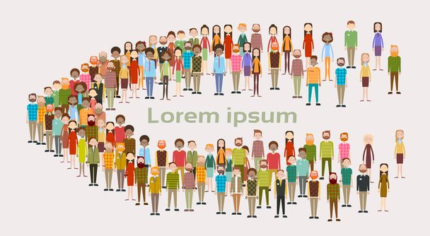 Group of Business People Big Crowd Businesspeople Mix Ethnic Diverse - Vector, Image