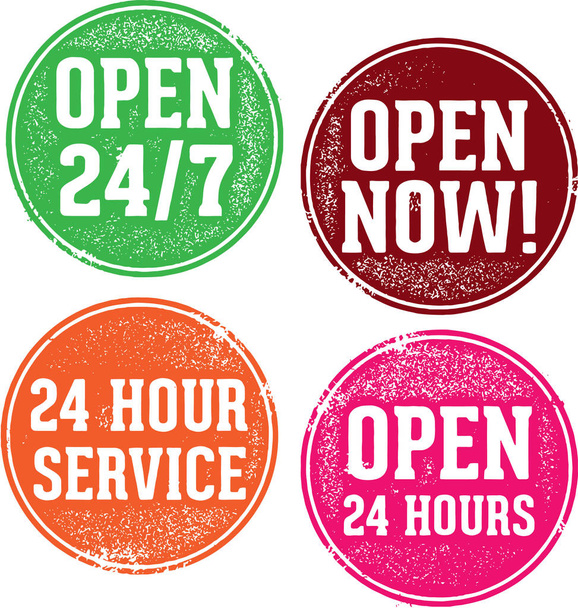 Open 24 Hours Stamp - Vector, Image