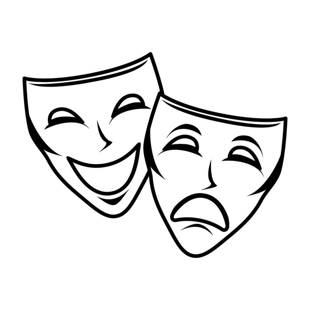 színházi maszk elszigetelt ikon - Vektor, kép