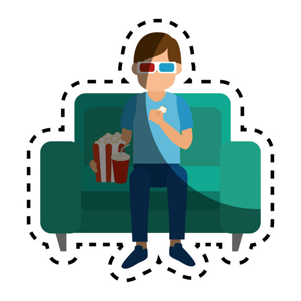 Person watching 3d movies - Vector, Image