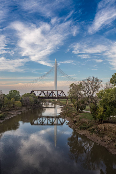 Margaret Hunt Hill Bridge Reflection on Trinity River - Photo, Image