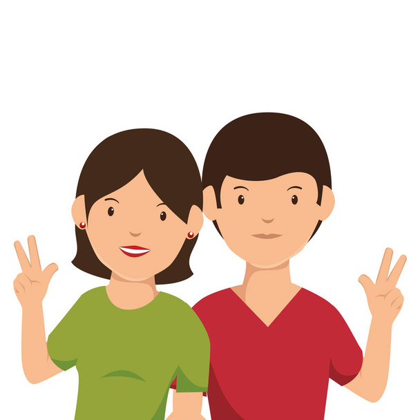 couple avatars characters isolated icon - Vector, Image