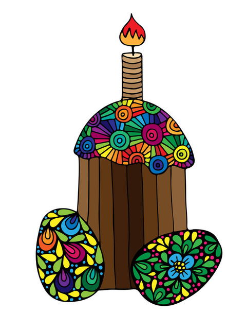 Bolo de Páscoa abstrato colorido com ovo
 - Vetor, Imagem