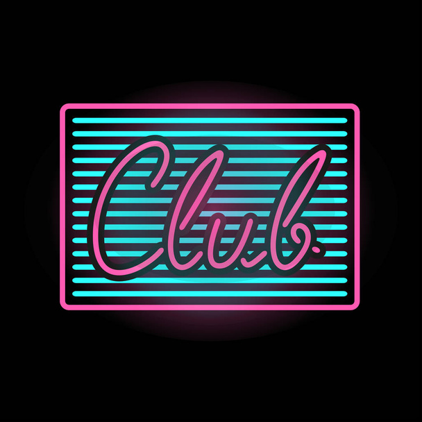 Light neon club label vector illustration. - Vektör, Görsel