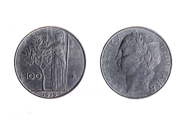 old 100 lira italian coin - Photo, Image