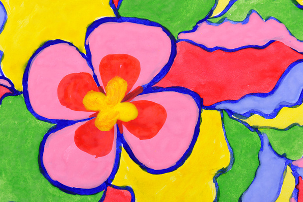 abstracte grappige aquarel achtergrond met bloem. - Foto, afbeelding