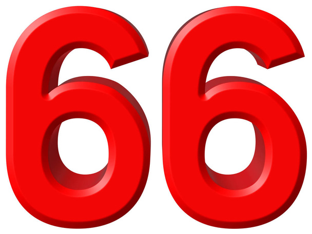 Αριθμητικό 66, εξήντα έξι, απομονώνονται σε λευκό φόντο, 3d καθιστούν - Φωτογραφία, εικόνα